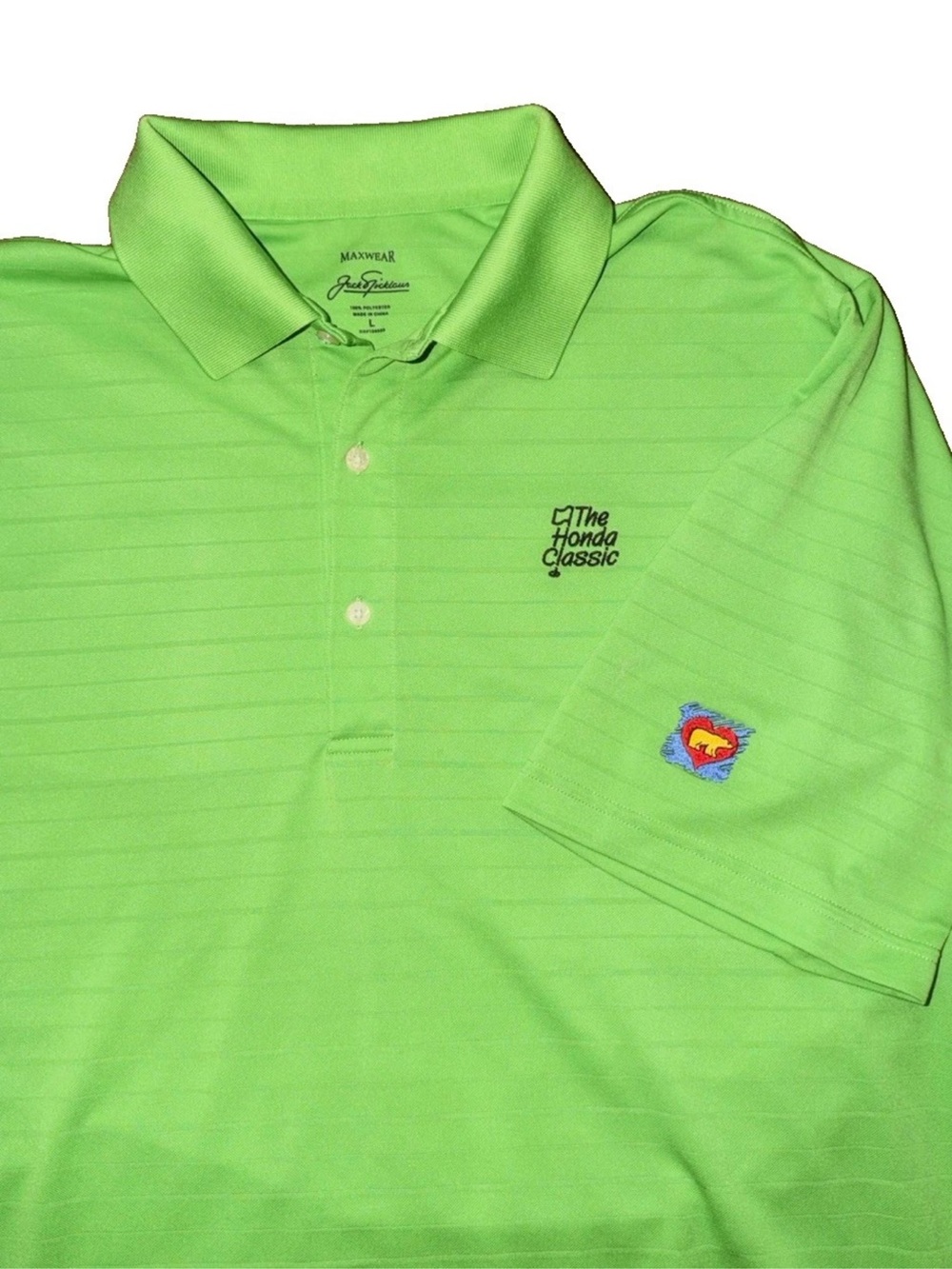 Jack Nicklaus Maxwear Men’s L Green Golf Polo Shirt Honda Classic Golden Bear